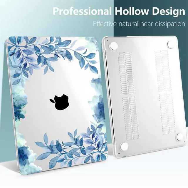 Alt view image 5 of 5 - TWOLSKOO Compatible with M4 MacBook Air 15 inch Case 2025-2023 Released Model M4 A3241 M3 A3114 M2 A2941, Plastic Hard Shell & Screen Protector & Keyboard Cover & Trackpad Film, Blue Floral
