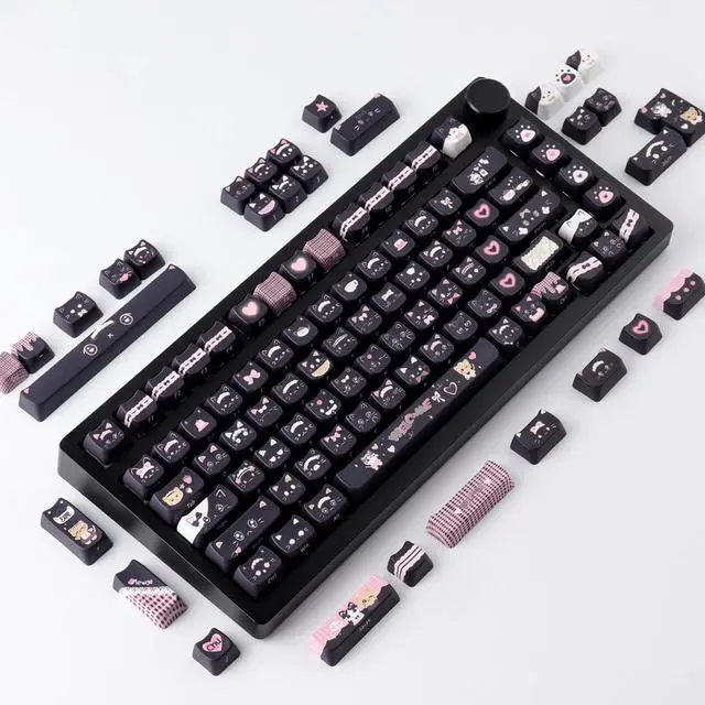 Alt view image 3 of 5 - TYRIXKI PBT Keycaps 142 Keys Cute Keycaps Dye-Sublimation Black Cat Keycap Mao Profile Custom Keycap for Cherry Gateron MX Swithes Mechanical Keyboards