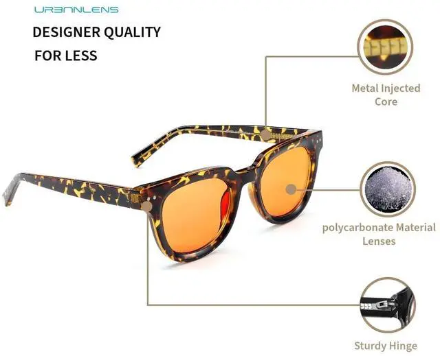 Alt view image 4 of 5 - UrbanLens Blue Light Blocking Reading Glasses Amber Blue Blocker Lens - For Better Sleep, Reduce Eye Strain for Women + Men (Tortoise, 2.25, x)