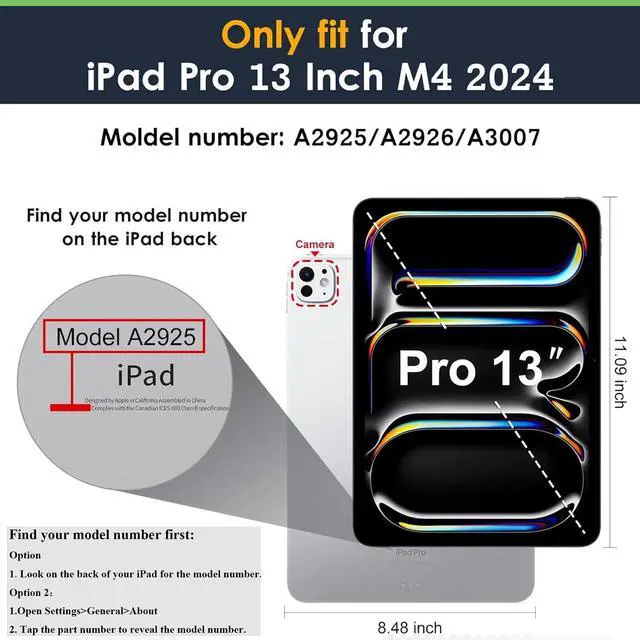 Alt view image 2 of 5 - UUcovers Kids Case for iPad Pro 13 inch M4 (2024) with Kickstand/Pencil Holder/Handle Stand Lightweight Soft EVA Foam Shockproof Heavy Duty Rugged Protection Kids Friendly Girls Boys Cover, Black
