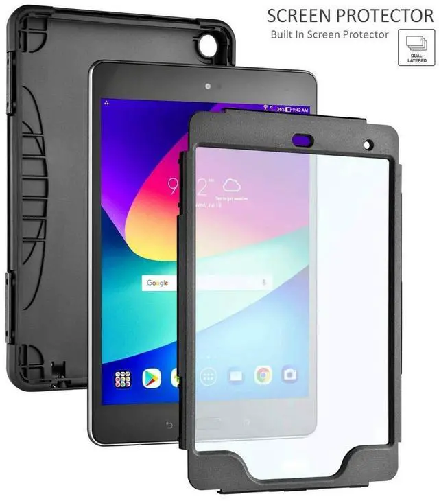 Alt view image 3 of 5 - Verizon Rugged Case with Built-in Screen Protector for ASUS ZenPad Z8s, 7.9 inch Tablet - Black