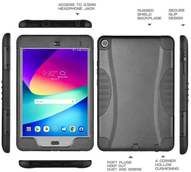 Alt view image 5 of 5 - Verizon Rugged Case with Built-in Screen Protector for ASUS ZenPad Z8s, 7.9 inch Tablet - Black