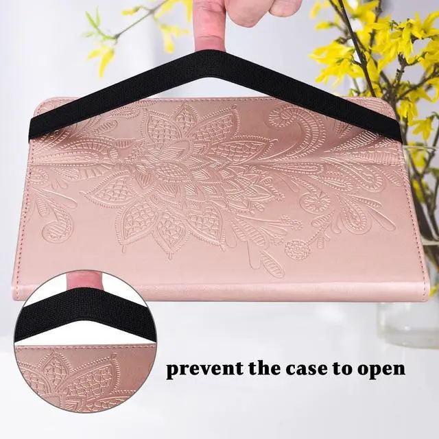 Alt view image 5 of 5 - VODEFOX Case for  Kindle Fire Max 11 Case (13th Generation, 2023) 11",PU Leather Folio Stand Embossed Lace Flower Stand Cover for Fire Max 11 Tablet (Golden1,  Fire Max 11 13th Gen 2023)