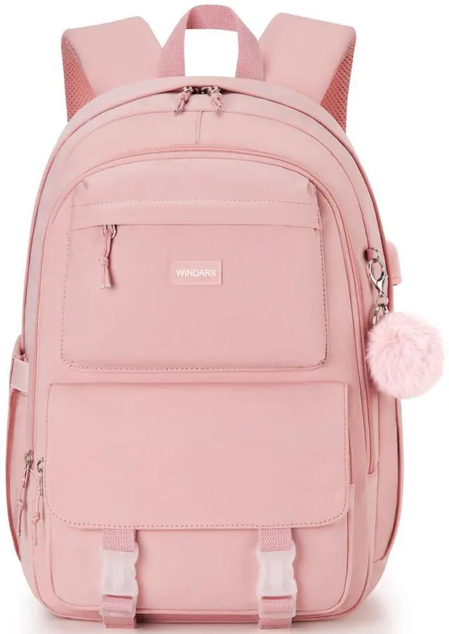 Main image of WINDARS Backpacks for Girls, 15.6 Inch School Bag Cute Waterproof Laptop Bookbag Large College Backpack for Teen Women Students Anti Theft Travel Daypack, Pink