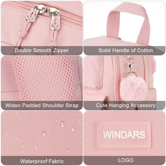 Alt view image 4 of 5 - WINDARS Backpacks for Girls, 15.6 Inch School Bag Cute Waterproof Laptop Bookbag Large College Backpack for Teen Women Students Anti Theft Travel Daypack, Pink