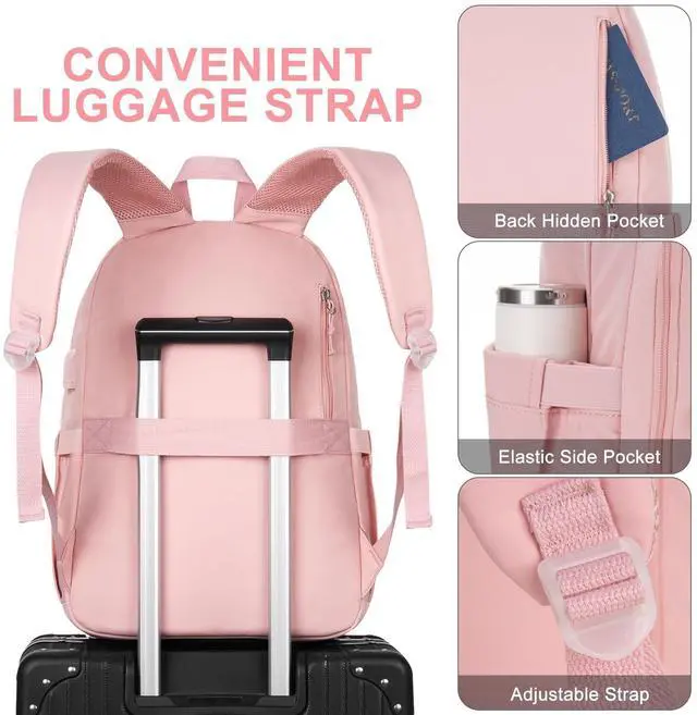 Alt view image 5 of 5 - WINDARS Backpacks for Girls, 15.6 Inch School Bag Cute Waterproof Laptop Bookbag Large College Backpack for Teen Women Students Anti Theft Travel Daypack, Pink