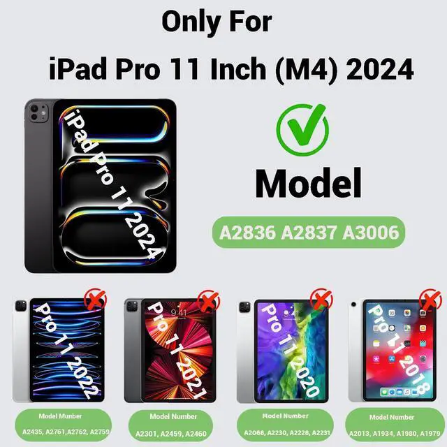 Alt view image 2 of 5 - Whmeolyo for iPad Pro 11-Inch Case M4 2024, Shockproof Case for iPad Pro 11 5th Generation with Screen Protector/Pencil Holder/Rotating Kickstand [Hand & Shoulder Strap],Black