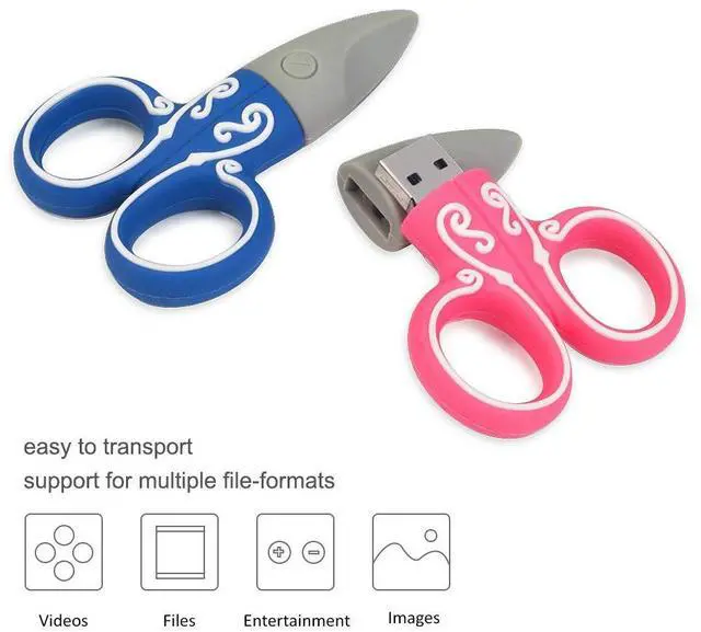 Alt view image 3 of 5 - LEIZHAN Cute USB Flash Drive 32GB, 3 Pack Scissors Design Computer Memory Stick USB 2.0 Pendrive for Teachers, Students, Family and Friends