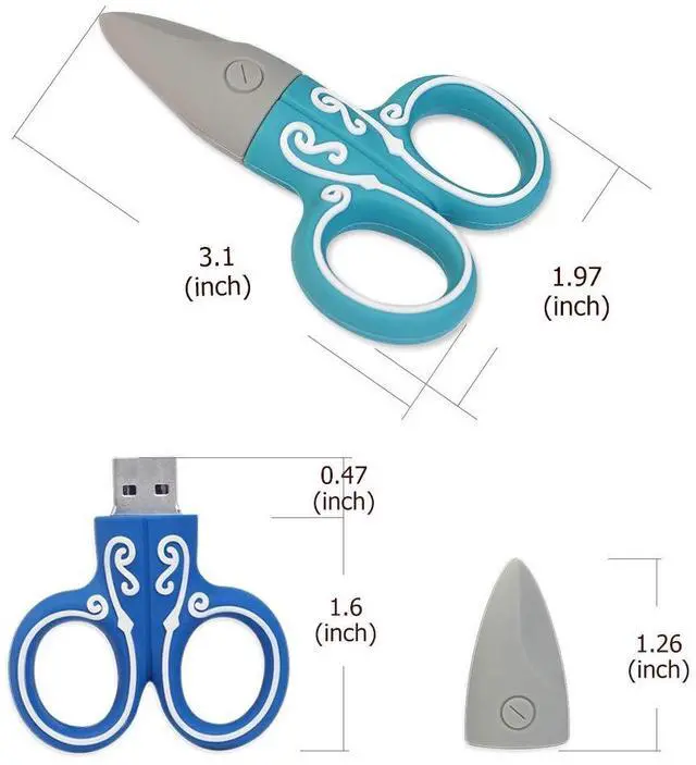 Alt view image 4 of 5 - LEIZHAN Cute USB Flash Drive 32GB, 3 Pack Scissors Design Computer Memory Stick USB 2.0 Pendrive for Teachers, Students, Family and Friends