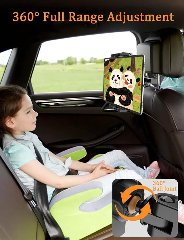 Alt view image 5 of 5 - Car Headrest Tablet Holder, [Adjustable Extension Arm] Back Seat Tablet Mount with Foldable Wide Clip, Essential for Kids Travel, for iPad Pro 13, Air, Mini, Galaxy Tab, Fire, 5.5-15.6" Devices