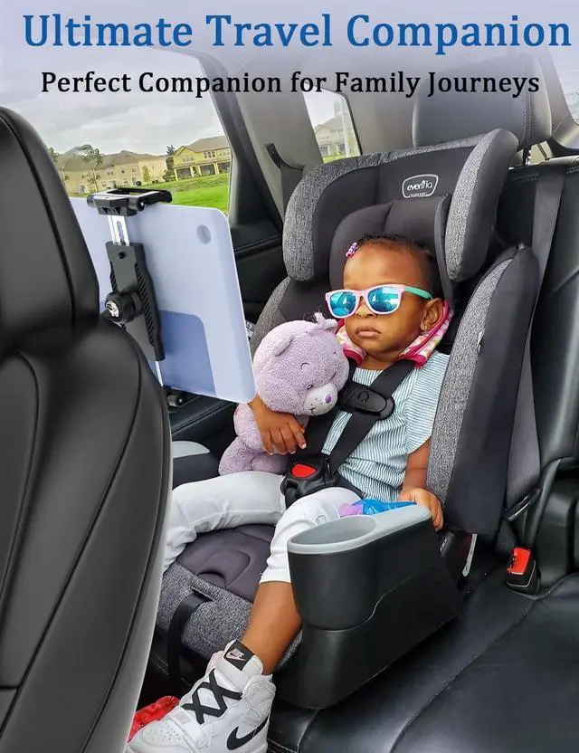 Alt view image 5 of 5 - Headrest Tablet Holde for Tesla Model 3/Y/S/X, Road Trip Essentials for Kids, Back Seat iPad Mount for Thick Cases (Max Depth 1.18''), Fits All 5.5-15.6" iPad Pro Air Mini, Galaxy Tab, Fire Series