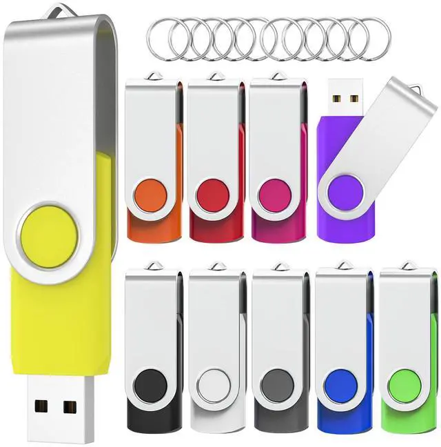 Main image of Flash Drives 64GB 10 Pack, Wooolken USB 2.0 Thumb Drives with Keychains Memory Stick USB Drive Pendrive for PC Laptop Computer (Mixcolors)