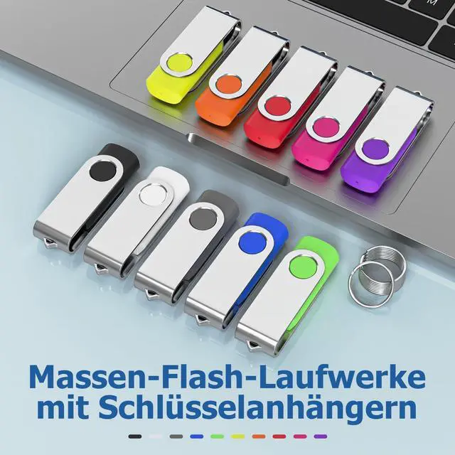 Alt view image 2 of 5 - Flash Drives 64GB 10 Pack, Wooolken USB 2.0 Thumb Drives with Keychains Memory Stick USB Drive Pendrive for PC Laptop Computer (Mixcolors)
