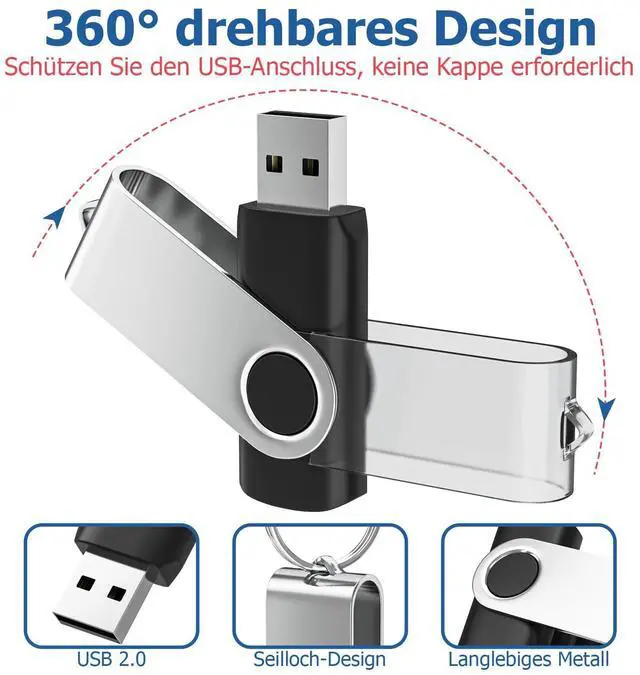 Alt view image 3 of 5 - Flash Drives 64GB 10 Pack, Wooolken USB 2.0 Thumb Drives with Keychains Memory Stick USB Drive Pendrive for PC Laptop Computer (Mixcolors)