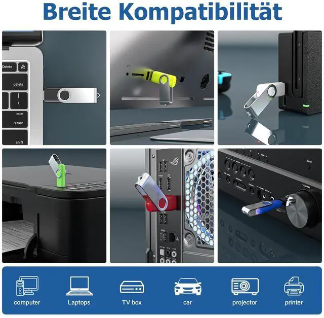 Alt view image 5 of 5 - Flash Drives 64GB 10 Pack, Wooolken USB 2.0 Thumb Drives with Keychains Memory Stick USB Drive Pendrive for PC Laptop Computer (Mixcolors)