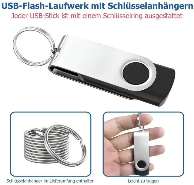 Alt view image 4 of 5 - Flash Drives 64GB 10 Pack, Wooolken USB 2.0 Thumb Drives with Keychains Memory Stick USB Drive Pendrive for PC Laptop Computer (Mixcolors)