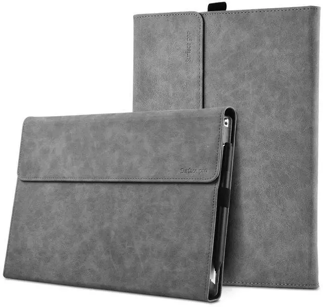 Alt view image 2 of 5 - xisiciao Protective case for Surface Pro 7/7+ / 6/5 / 4 with Pen Holder, Multiple Angle Polyester Slim Light Shell Cover, Compatible with Type Cover Keyboard (12.3", Gray)