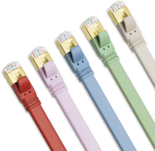 Main image of Yauhody CAT 8 Ethernet Cable 15ft (5 Pack) Morandi Colors, High Speed 40Gbps 2000MHz CAT 8 Flat Gigabit Internet Network RJ45 LAN SFTP Patch Cable Cord for Gaming/PS5/PS4/PC/Router/Modem(15ft 5Pack)