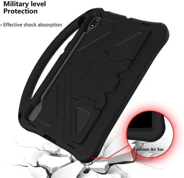 Alt view image 5 of 5 - YRH Kids Case for Samsung Galaxy Tab S10 Plus/Tab S9 FE Plus/Tab S9 Plus 12.4 inch, EVA Shockproof Cover with Handle Stand, Black