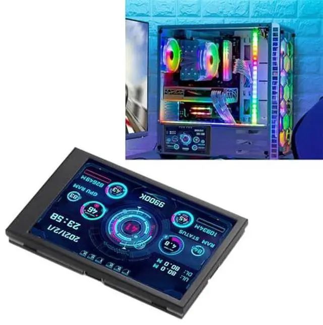 Main image of Yunseity Computer Temp Monitor, AIDA64 PC CPU Hard Disk Real Time Data Monitor, 3.5 Inch USB Mini Screen PC Sensor Panel Display with USB Type C Port (Black)