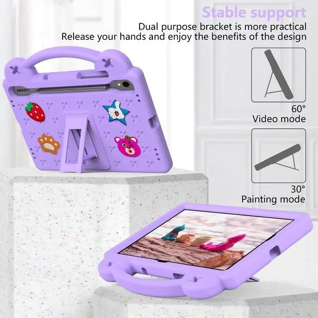 Alt view image 3 of 5 - YRH for Galaxy Tab S9 FE/S10 FE Case 10.9-inch, Kids EVA Boys Girls Cover with Stand Handle Dolls for Samsung S9 FE/S10 FE Tablet Case, Purple