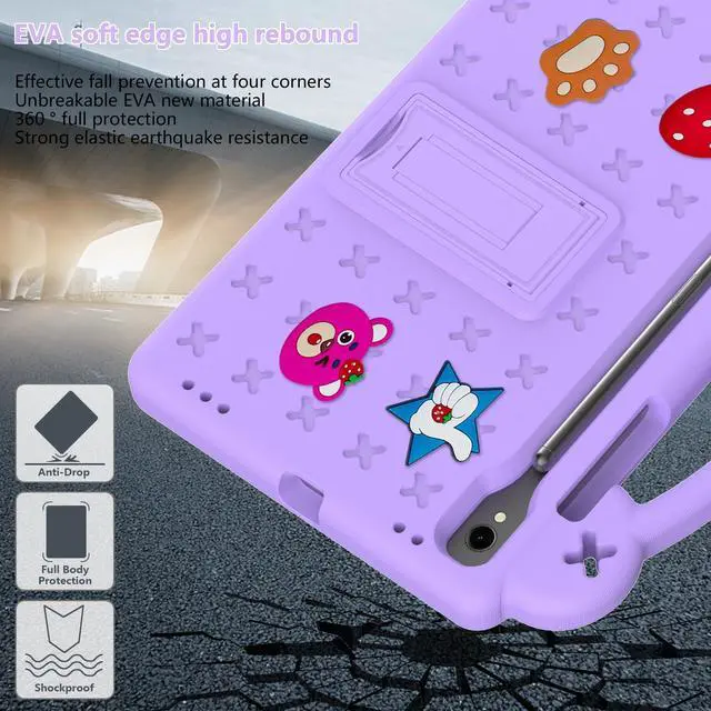 Alt view image 5 of 5 - YRH for Galaxy Tab S9 FE/S10 FE Case 10.9-inch, Kids EVA Boys Girls Cover with Stand Handle Dolls for Samsung S9 FE/S10 FE Tablet Case, Purple