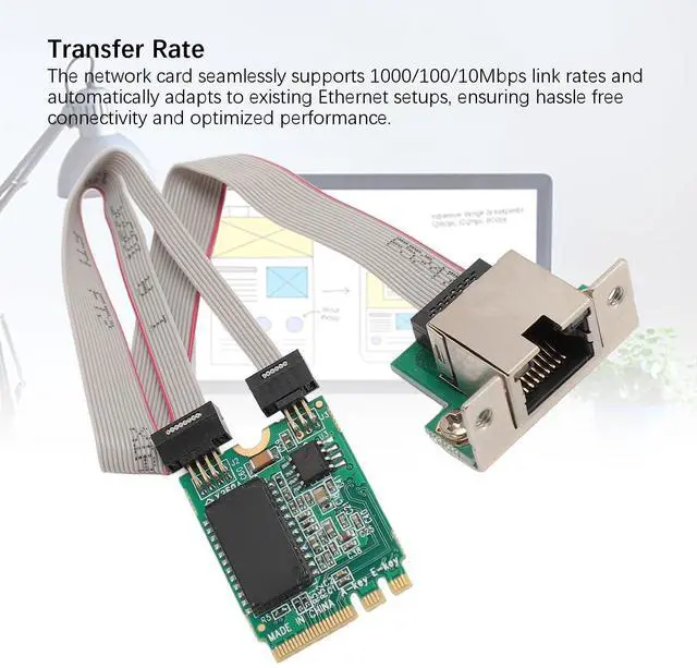 Alt view image 2 of 5 - M.2 A E Network Card,Singe Port Gigabit Ethernet NIC with I210AT Chip,Mini GBiC,Supports 1000/100/10Mbps link rates,IEEE 802.3x,IPv4,IPv6,9K jumbo frame,for Embedded Systems