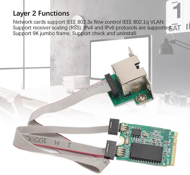 Alt view image 4 of 5 - M.2 A E Network Card,Singe Port Gigabit Ethernet NIC with I210AT Chip,Mini GBiC,Supports 1000/100/10Mbps link rates,IEEE 802.3x,IPv4,IPv6,9K jumbo frame,for Embedded Systems