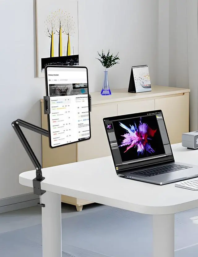Alt view image 5 of 5 - Adjustable Aluminum Tablet Stand, Foldable Arm for Desk/Bed, 360deg Rotation, Compatible with iPad Pro 12.9/11, Air, Mini, Samsung Tabs, Nintendo Switch, 5.1''-15.9'' Devices - Sturdy & Portable