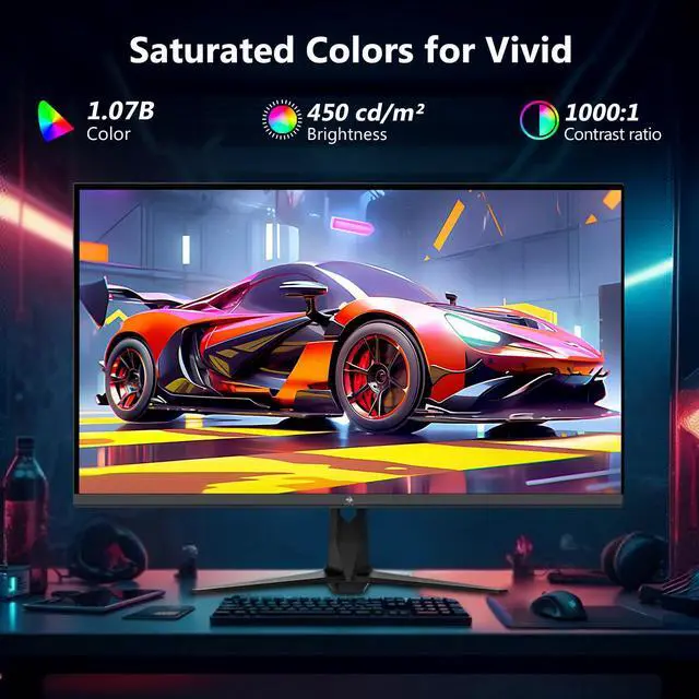 Alt view image 5 of 5 - 4K Monitor, Z-Edge 27 inch IPS Monitor, UHD 3840x2160 IPS Computer Monitor, 450 cd/m2, 160Hz Refresh Rate, 1ms Response Time, G274K Ultra-Thin Bezel, FreeSync
