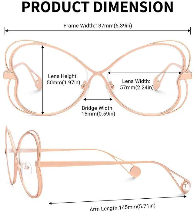 Alt view image 4 of 5 - Zeelool Geometric Glasses Metal Eyewear for Women Blue Light Blocking Glasses Anti Eyestrain Glasses ZJGM405125-01 Gold