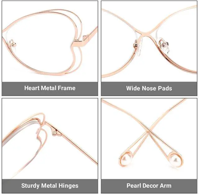 Alt view image 3 of 5 - Zeelool Geometric Glasses Metal Eyewear for Women Blue Light Blocking Glasses Anti Eyestrain Glasses ZJGM405125-01 Gold