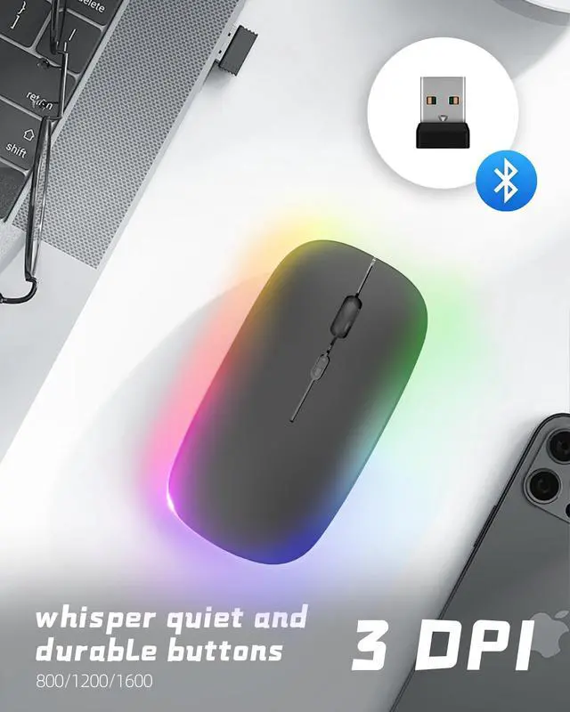 Alt view image 5 of 5 - Wireless Bluetooth Keyboard & Mouse Combo, Foldable Mini Portable Typepad for iPad, iPhone, Tablet,Folding Rechargeable & Compatible with iOS, Windows, Android Devices, Laptops & Smartphones