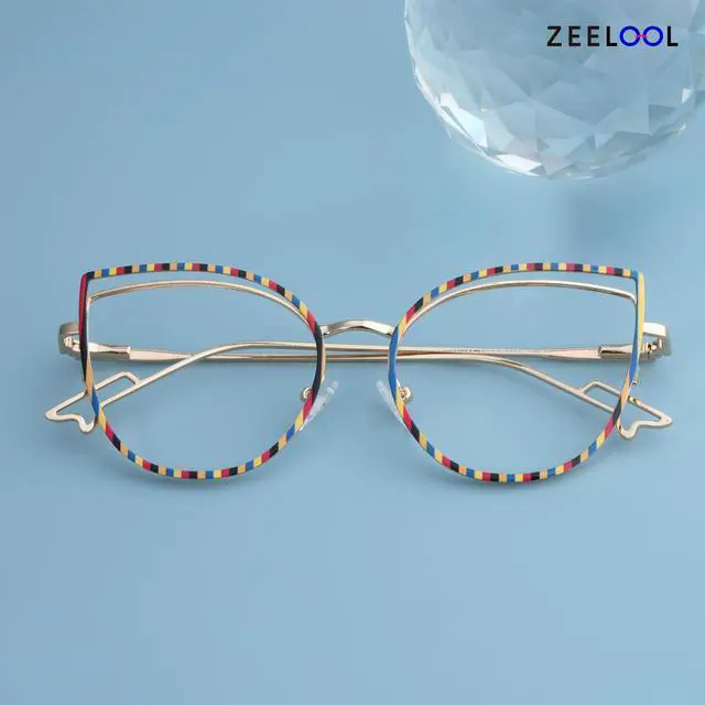 Alt view image 4 of 5 - Zeelool Blue Light Blocking Glasses for Women, Fashion Glasses Computer Eyeglasses Eyewear Anti UV, Eyestrain and Glare with Non-prescription Clear Lenses ZJGM506216-06B