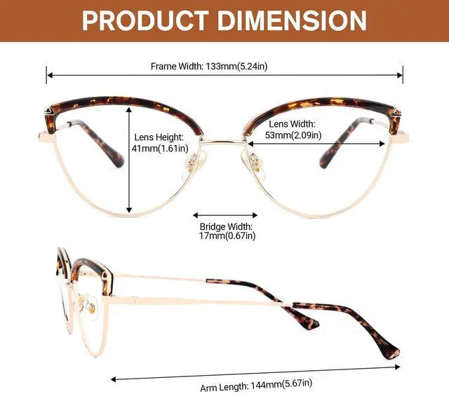 Alt view image 2 of 5 - Zeelool Cat Eye Blue Light Blocking Glasses Metal Frame for Women ZJGX672183-02B Tortoise