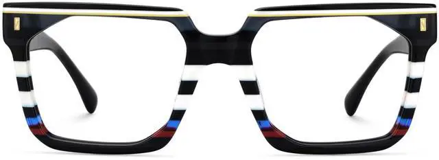 Main image of Zeelool Stylish Rectangle Eyeglasses Thick Frame Glasses for women/Men with Non-prescription Clear Lens Laguer ZJGA872500-01 Black