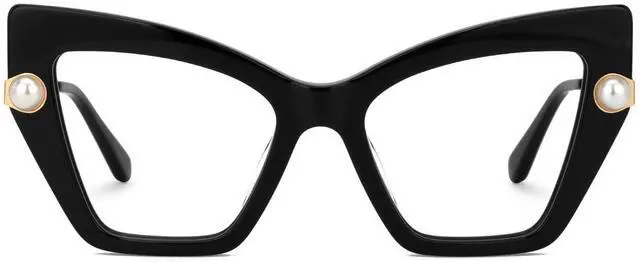 Main image of Zeelool Cat Eye Glasses Stylish Pearl Eyewear for Women Blue Light Blocking Glasses Anti Eyestrain Glasses Tilana ZJGX316234 Black