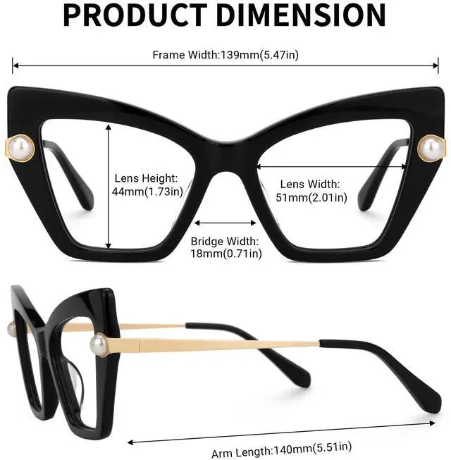 Alt view image 4 of 5 - Zeelool Cat Eye Glasses Stylish Pearl Eyewear for Women Blue Light Blocking Glasses Anti Eyestrain Glasses Tilana ZJGX316234 Black