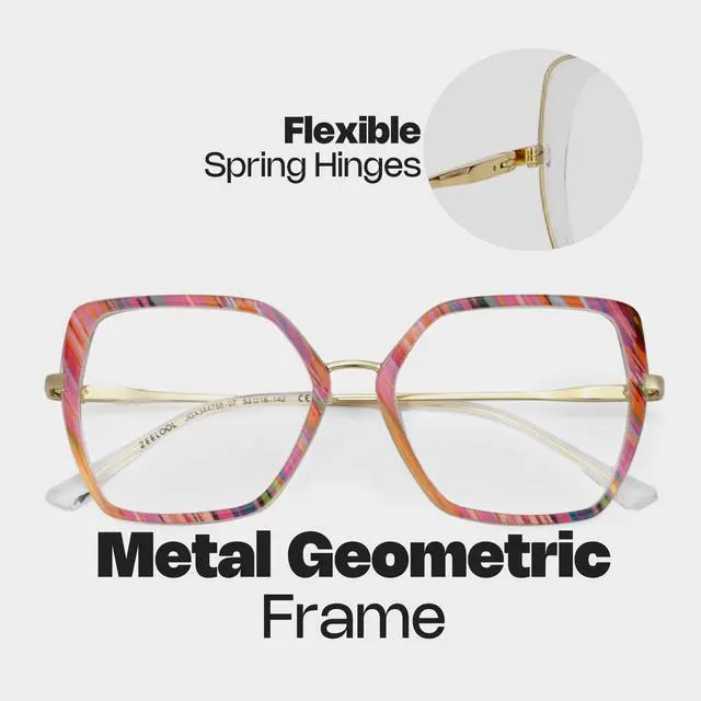 Alt view image 4 of 5 - Zeelool Blue Light Blocking Glasses for Woman, Fashion Glasses Computer Eyeglasses Anti UV, Eyestrain & Glare Eyewear with Spring Hinge Keller ZJGX344755-07B