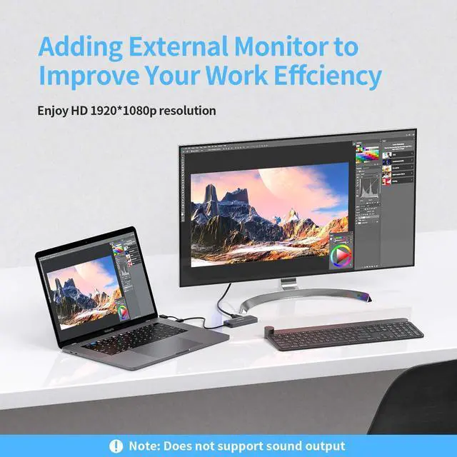 Alt view image 2 of 5 - USB 3.0 to HDMI Adapter, USB C USB HUB with HDMI 1080p for Extended Display PC Laptop Desktop, 2 USB Ports, SD and Micro SD Card Reader Only Support Windows7, Windows10, Windows11 System