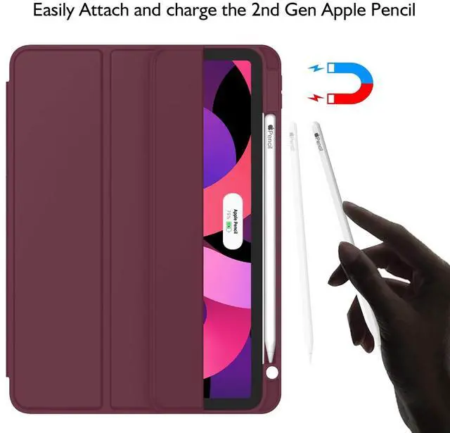 Alt view image 2 of 5 - ZryXal iPad Air 11 Inch Case M3 2025 / M2 2024, iPad Air Case 5th Generation/4th Generation 2022/2020 10.9 Inch [Support Touch ID and Auto Wake/Sleep](Wine)