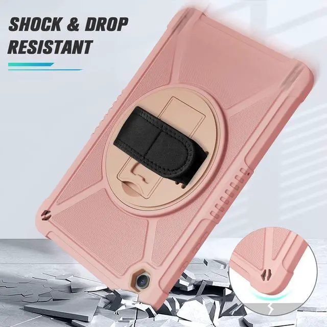 Alt view image 4 of 5 - ZtotopCases for Samsung Galaxy Tab A9+ / A9 Plus 11'' 2023 (SM-X210/X216/X218), Shockproof Hard Duty Case with Screen Protector+360 Rotating Hand Strap&Stand+Shoulder Strap for Tab A9+ Tablet, Pink