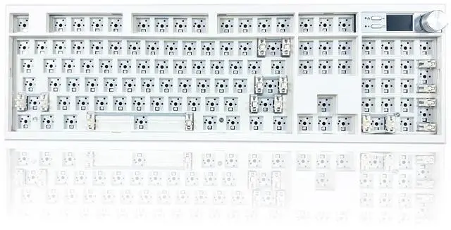 Main image of ZUOYA GMK104 Full Size Mechanical Keyboard Kit with Screen&Knob,VIA Programmable HotSwap Wireless BT5.0/2.4G/Type-C Gasket Mounted PCB Custom Barebones DIY Kit RGB Gaming Keyboard(White)