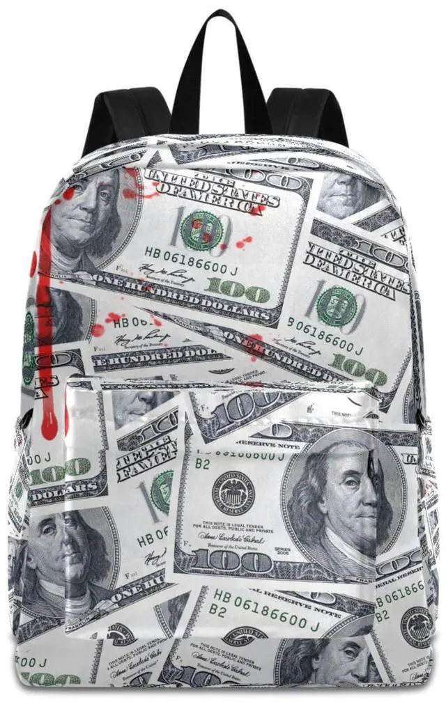 Main image of ZzWwR Bloody Us 100 Dollars Money Big Travel Laptop Backpack Durable Computer Bag Gift for Men Women School Bookbags Work