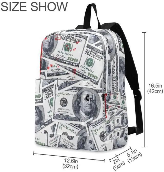 Alt view image 2 of 5 - ZzWwR Bloody Us 100 Dollars Money Big Travel Laptop Backpack Durable Computer Bag Gift for Men Women School Bookbags Work
