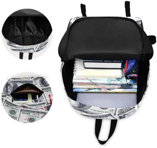 Alt view image 4 of 5 - ZzWwR Bloody Us 100 Dollars Money Big Travel Laptop Backpack Durable Computer Bag Gift for Men Women School Bookbags Work