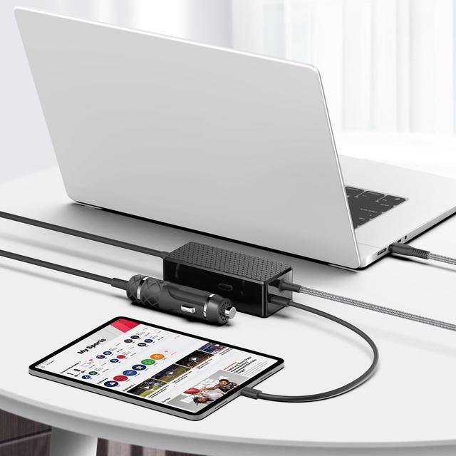 Alt view image 2 of 5 - CASIMY for Acer HP Dell MSI Surface Pro USB C Laptop Car Charger 100W C Port Laptop Charger for MacBook Pro Air Lenovo Asus LG Gram Razer Samsung Chromebook PD3.0 96W 87W Auto 12V-24V DC Power Adapter