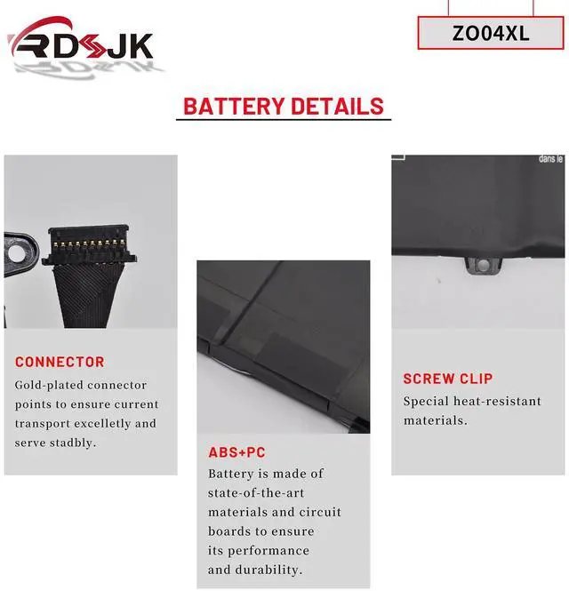 Alt view image 5 of 5 - ZO04XL ZO04 Laptop Battery for HP ZBook Studio G3 G4 G4-Y6K33EA Mobile Workstation Series ZO06XL ZO06 808396-421 808450-001 808450-002 HSTNN-CS8C HSTNN-C88C HSTNN-LB6W HSTNN-KB6W HSN-C02C 15.2V 64Wh