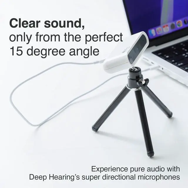 Alt view image 2 of 5 - DEEP HEARING, JustMe, AI Super Directional Mic (15deg Angle), USB Microphone for Mobile/PC, Ultralight, for Video Conferences, Streaming, Video Recording, Plug & Play