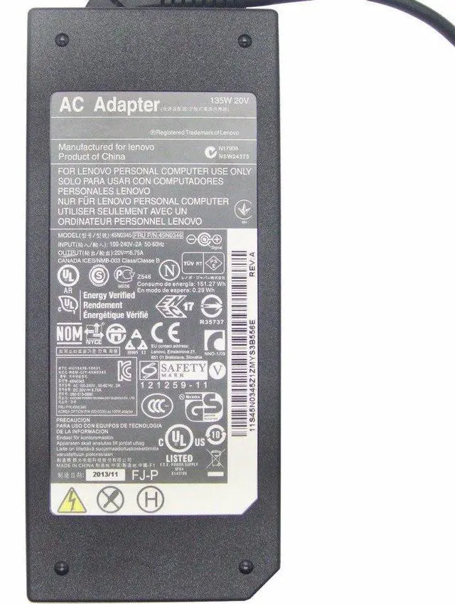 Alt view image 3 of 4 - 20V 6.75A 135W AC Adapter Charger Laptop Power Supply for Lenovo ThinkPad T530 T520 W530 W520 W510 3PIN 45N0059 45N0055